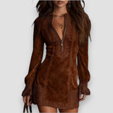 Gwenn | Suede Mini Dress with Lace