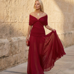 Caoimhe Pleated V Neck Maxi Dress - Charlotte & Willow, side view