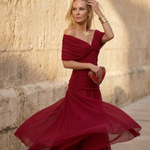 Caoimhe Pleated V Neck Maxi Dress - Charlotte & Willow, detail