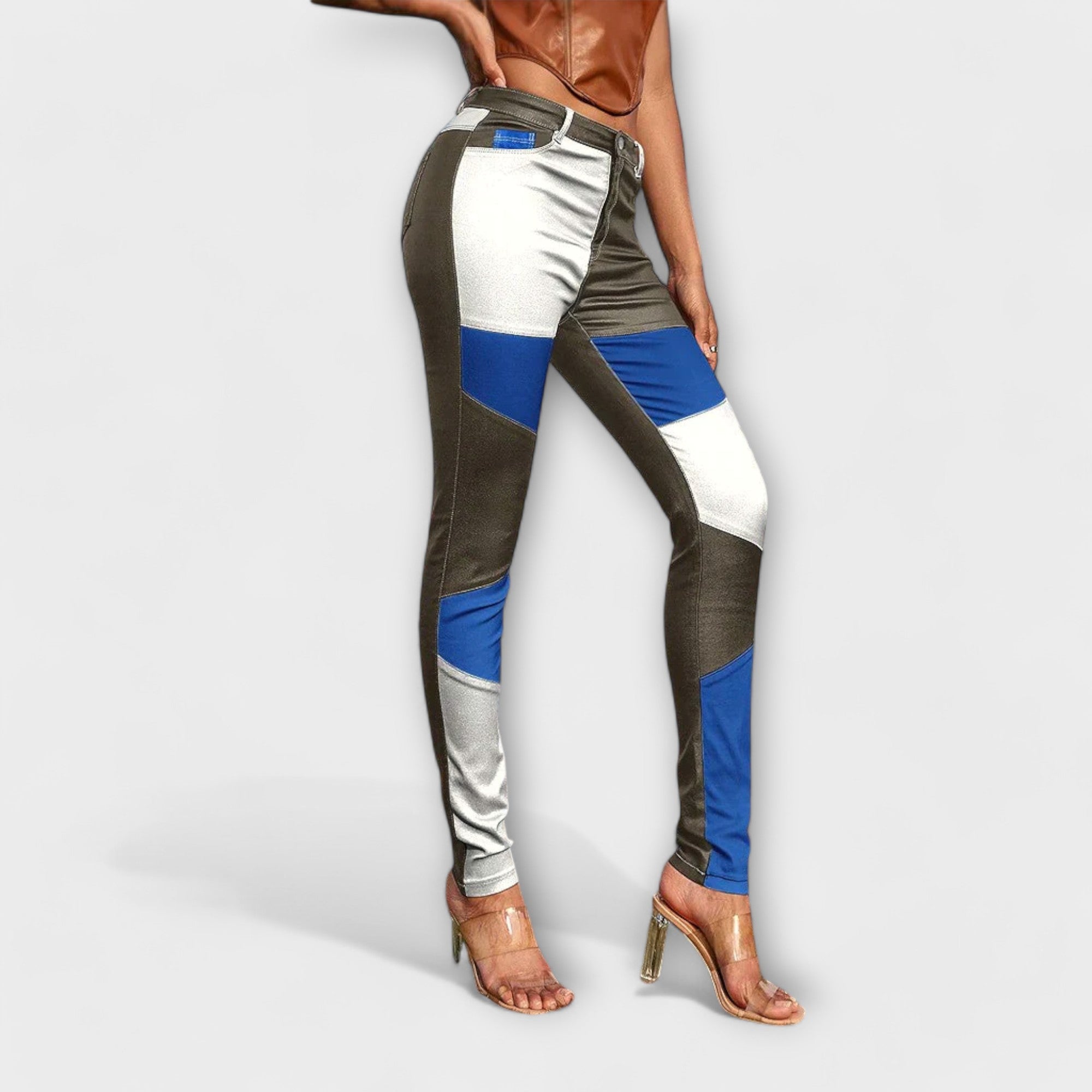 Colour Block Pattern Trousers