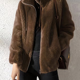 Nina | Casual warm teddy jacket with drawstring and zipper