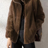 Nina | Casual warm teddy jacket with drawstring and zipper