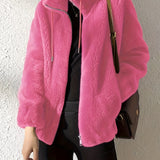 Nina | Casual warm teddy jacket with drawstring and zipper