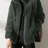 Nina | Casual warm teddy jacket with drawstring and zipper