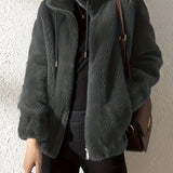 Nina | Casual warm teddy jacket with drawstring and zipper