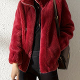 Nina | Casual warm teddy jacket with drawstring and zipper