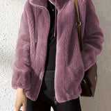 Nina | Casual warm teddy jacket with drawstring and zipper