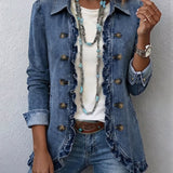 Noreen - Blue Ruffled Blazer