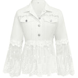 Deirdre - White Broderie Anglaise Ruffled Jacket