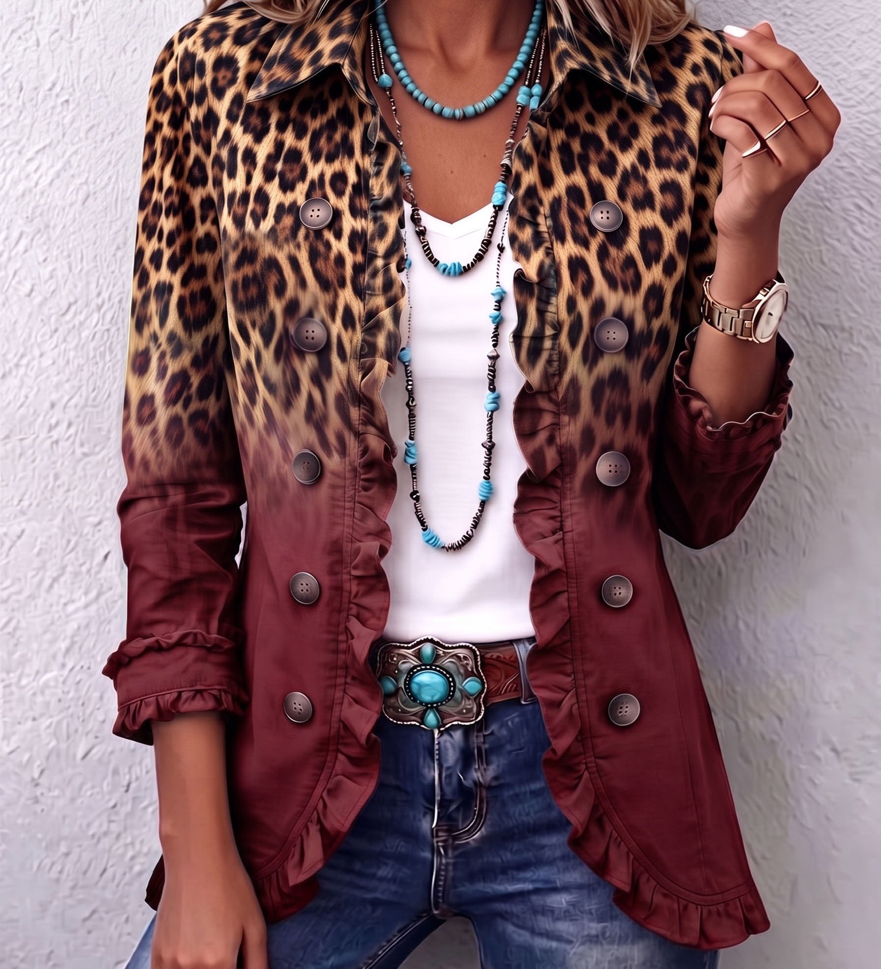 Kathleen - Leopard Gradient Blazer