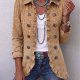 Grainne - Khaki Blazer with Ruffled Hem