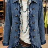 Noreen - Blue Ruffled Blazer