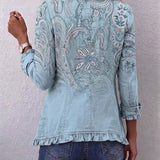 Aoife - Light Blue Paisley Blazer