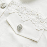 Deirdre - White Broderie Anglaise Ruffled Jacket