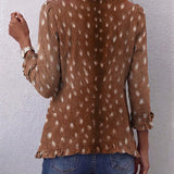 Treasa - Brown Blazer with Spot Print