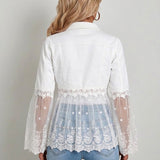 Deirdre - White Broderie Anglaise Ruffled Jacket